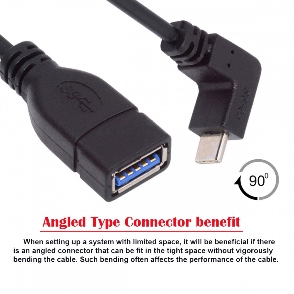 Chenyang USB-C USB 3.1 Type-C Male to USB 3.0-A Female 10Gbps OTG Data Power Cable Up Down Angled UC-200-UP