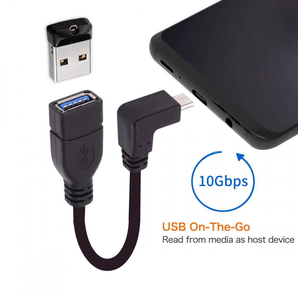 Chenyang USB-C USB 3.1 Type-C Male to USB 3.0-A Female 10Gbps OTG Data Power Cable Up Down Angled UC-200-UP