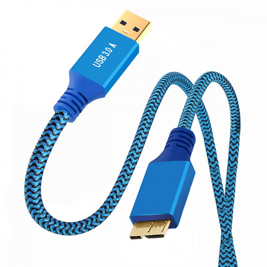 Chenyang USB 3.0 Type-A Male to USB3.0 Micro-B Male Cable Extension Blue Sleeve 5Gbps for Disk SSD Camera Data U3-085-MM