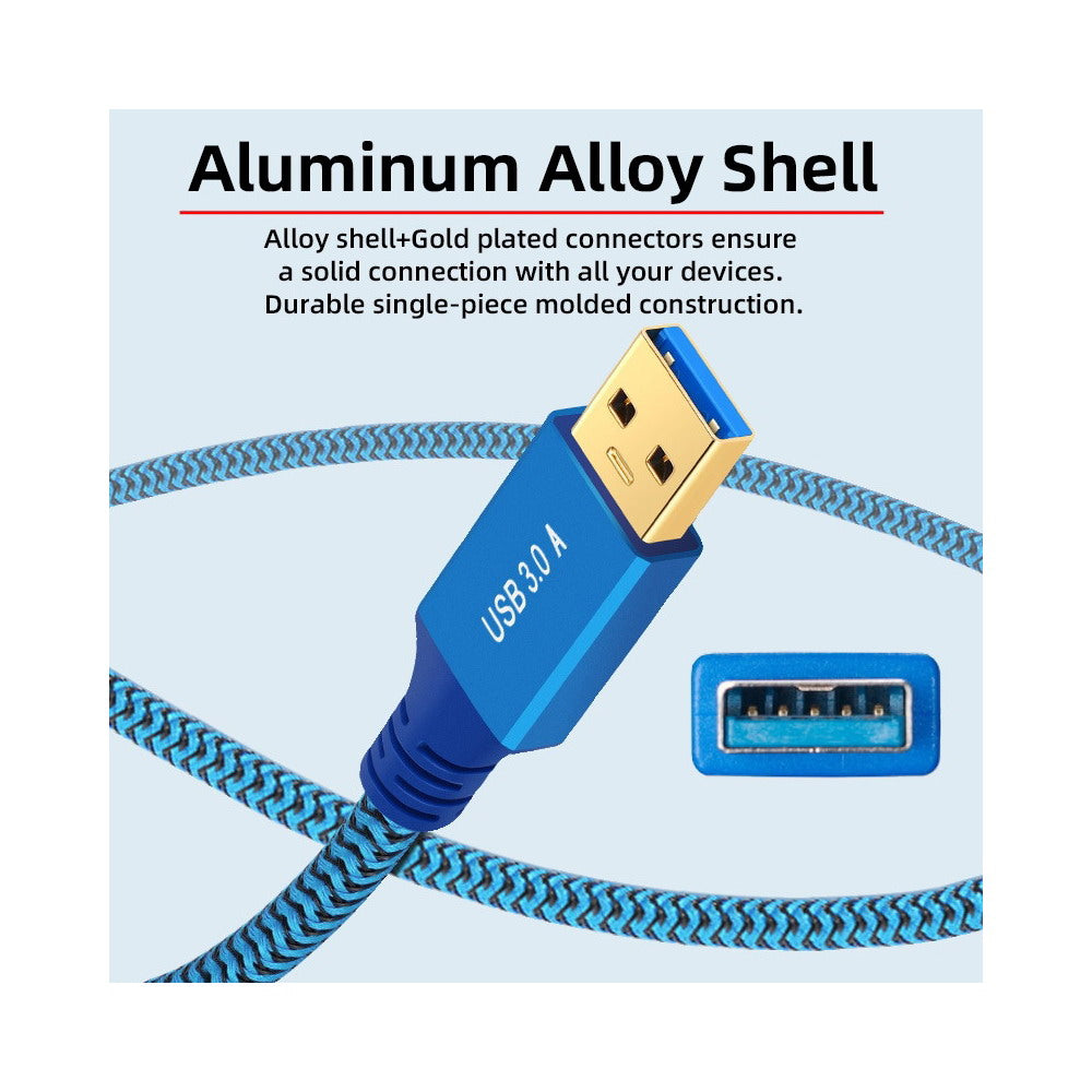 Chenyang USB 3.0 Type-A Male to USB3.0 A Female Cable Extension Blue Sleeve 5Gbps for Disk SSD Camera Data U3-085-AF