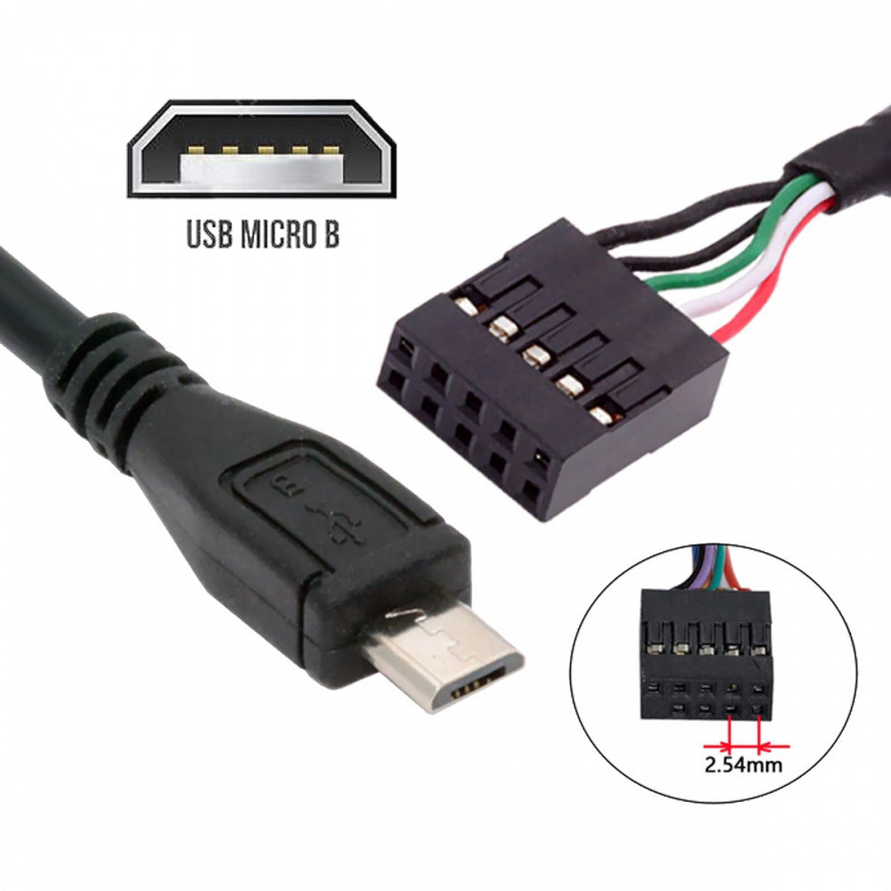 Chenyang USB 2.0 Motherboard 9pin 10pin Header to Micro USB 5Pin Cable 50cm for Mini Monitor Sensor Panel Camera U2-018-MM