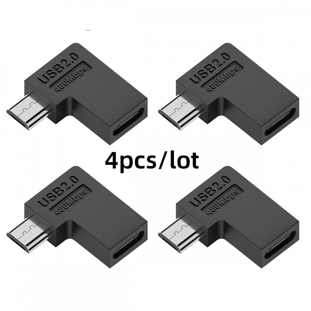 Chenyang 4pcs/lot USB-C USB2.0 Type C Female to Micro USB Male Power Data Adapter 90 Degree Right Angled Type UC-102-RI-4PCS