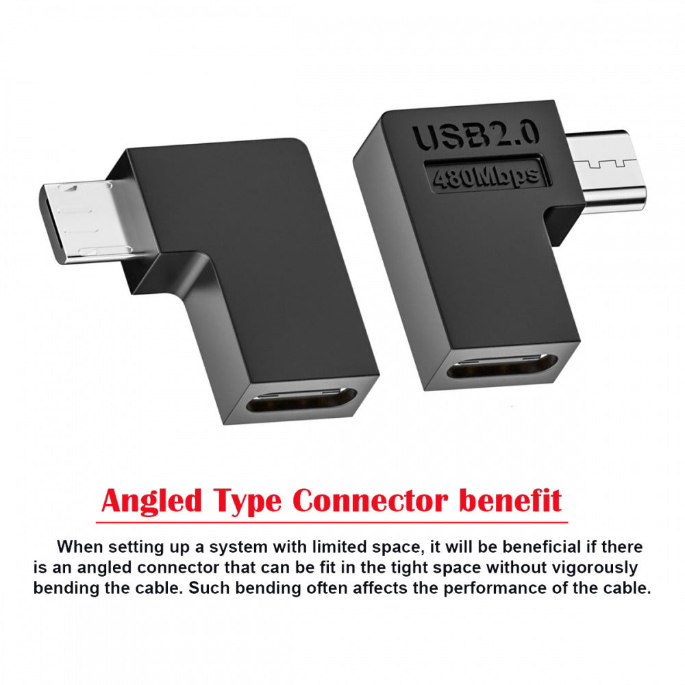 Chenyang 4pcs/lot USB-C USB2.0 Type C Female to Micro USB Male Power Data Adapter 90 Degree Left Angled Type UC-102-LE-4PCS