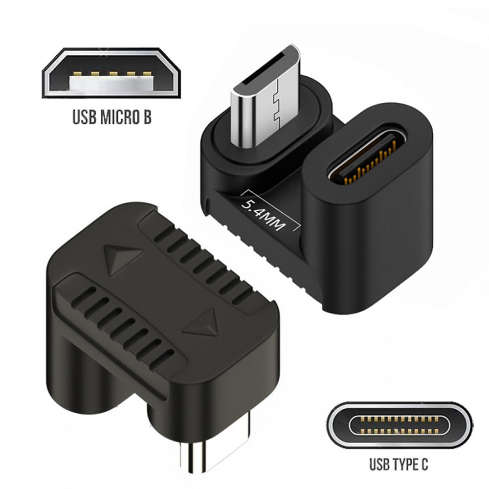 Chenyang 4pcs/lot USB-C USB2.0 Type C Female to Micro USB Male Power Data Adapter 360 Degree Opposite Down Back Angled UC-102-OS-4PCS