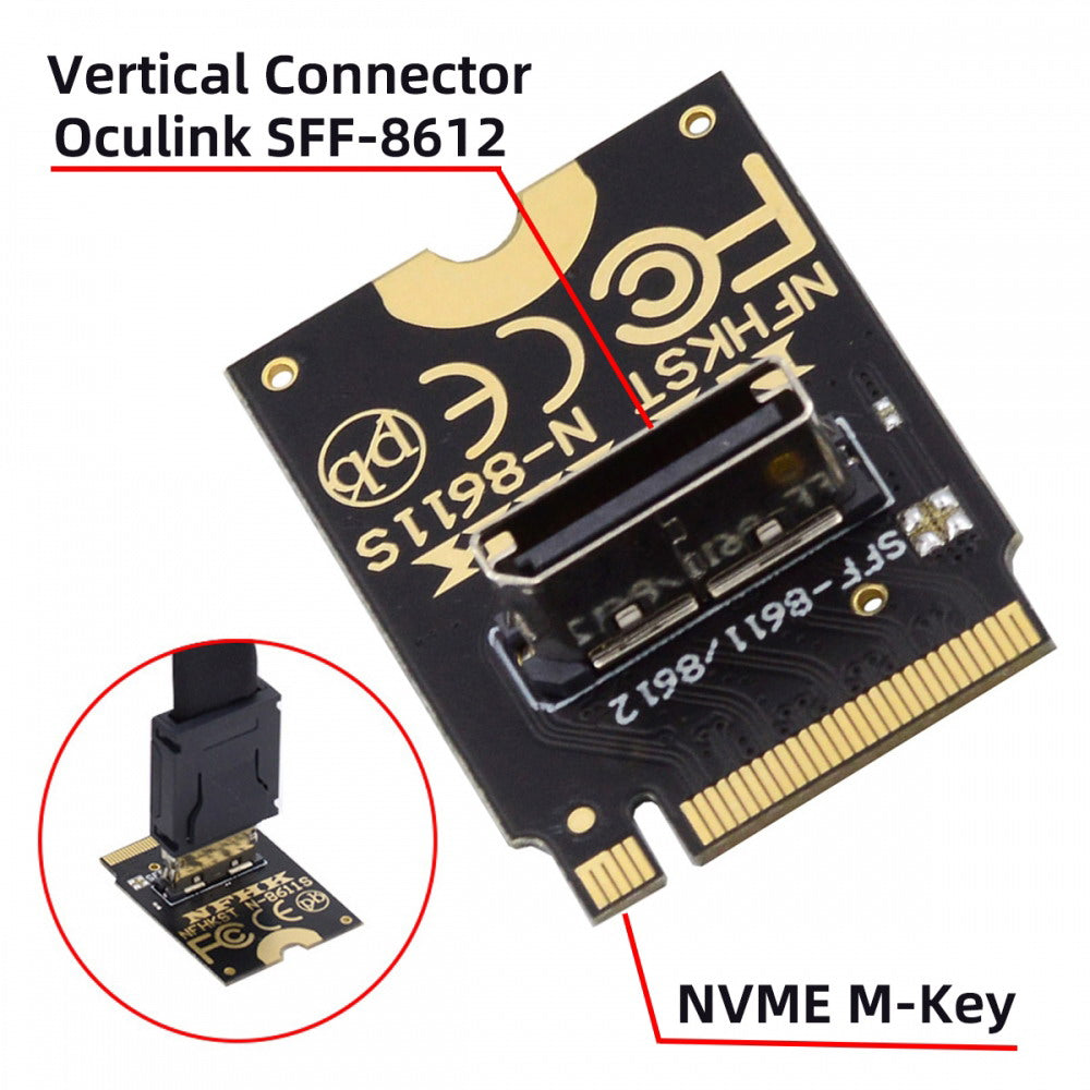 Chenyang 2230 PCI-E4.0 M.2 M-key to Oculink SFF-8612 SFF-8611 Vertical Host Adapter for NVME U.2 SSD eGPU SF-023-2230MM