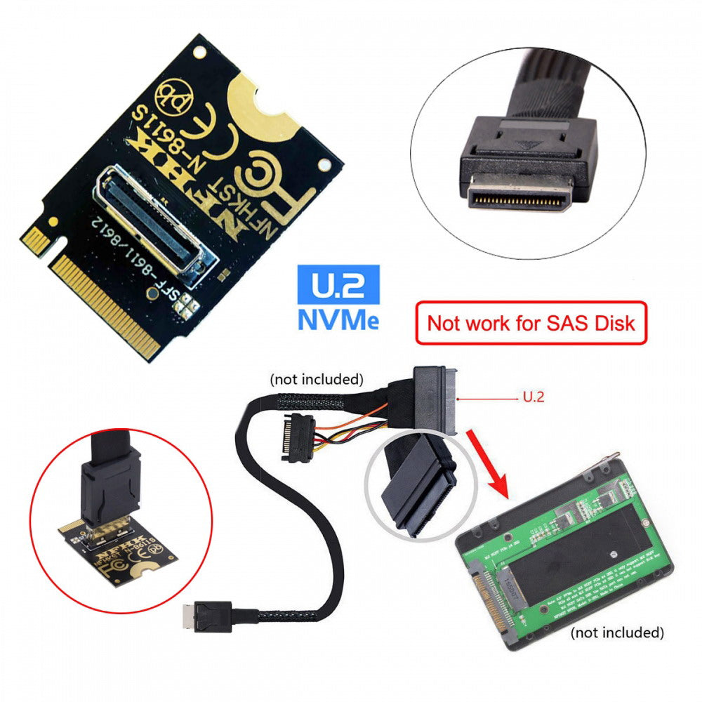 Chenyang 2230 PCI-E4.0 M.2 M-key to Oculink SFF-8612 SFF-8611 Vertical Host Adapter for NVME U.2 SSD eGPU SF-023-2230MM