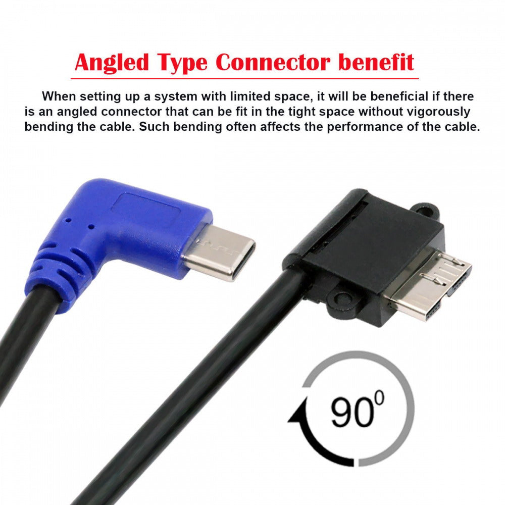 Chenyang Angled USB-C Type-C Host to Micro USB3.0 90 Degree Right Angled for Industrial Camera Storage Phone UC-166