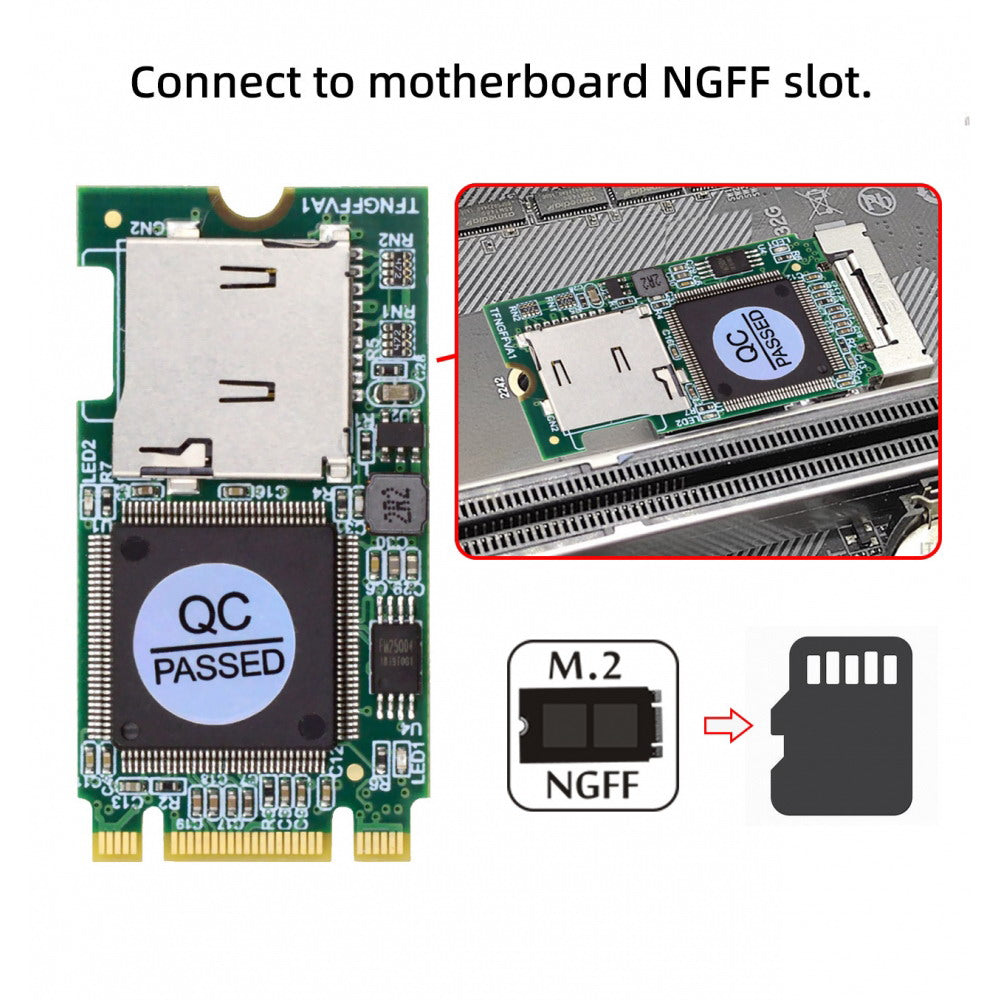 Chenyang 22x42mm M.2 NGFF B-Key to Micro SD T-Flash TF Card Rearder B+M Key Adapter Embedded for Industrial Mobile SSD EP-041-2242MM