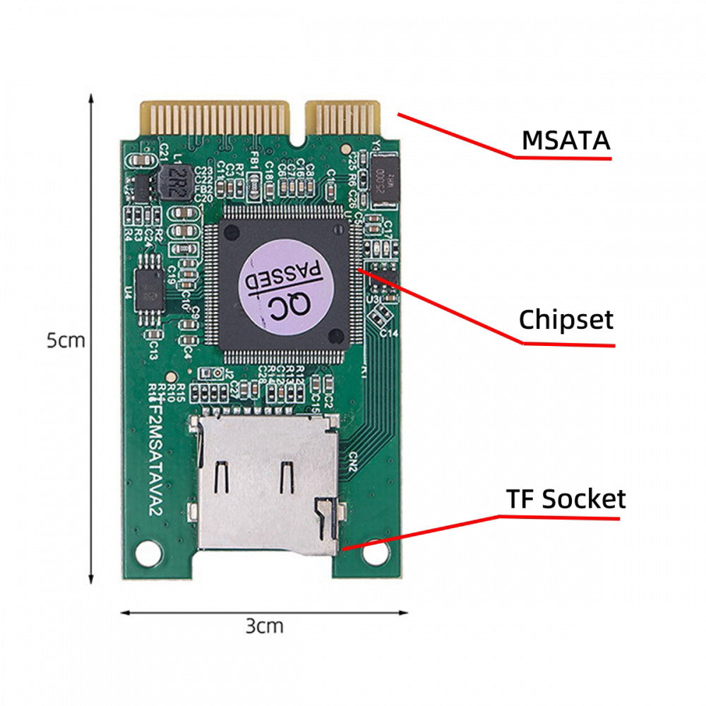 Chenyang 30x50mm MSATA to Micro SD T-Flash TF Card Rearder Adapter Embedded for Industrial Mobile SSD EP-041-3050MM