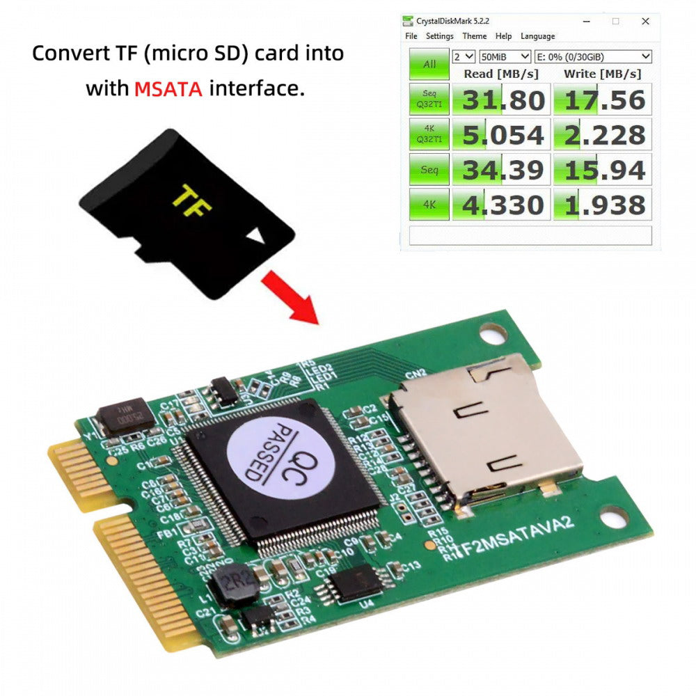 Chenyang 30x50mm MSATA to Micro SD T-Flash TF Card Rearder Adapter Embedded for Industrial Mobile SSD EP-041-3050MM