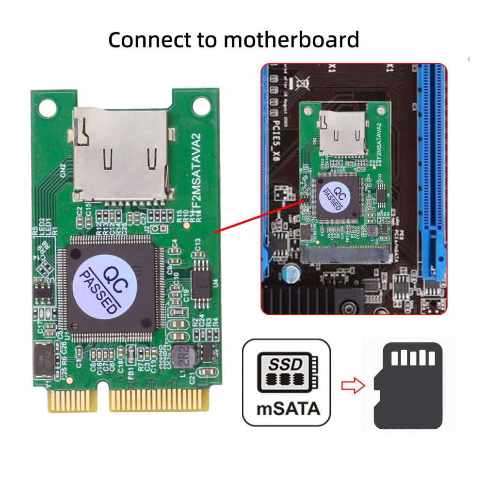 Chenyang 30x50mm MSATA to Micro SD T-Flash TF Card Rearder Adapter Embedded for Industrial Mobile SSD EP-041-3050MM