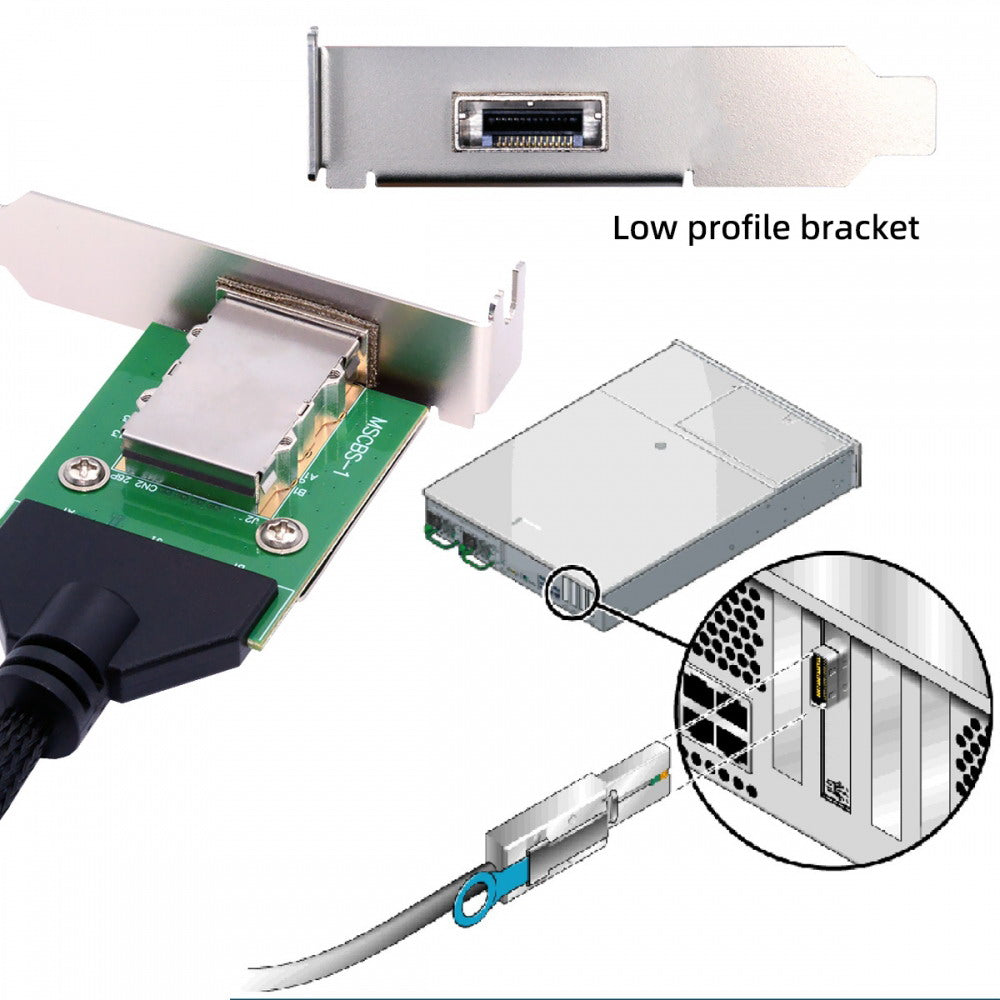 Chenyang External Mini SAS SFF-8088 Male to SFF-8088 Female Extension Cable PCBA With Low Profile Bracket SF-083-26PIN