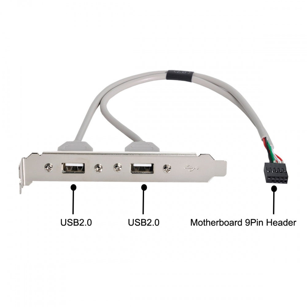 Chenyang Dual Port USB 2.0 to Motherboard 9Pin 10Pin Header Extension Adapter Cable with Bracket U2-142