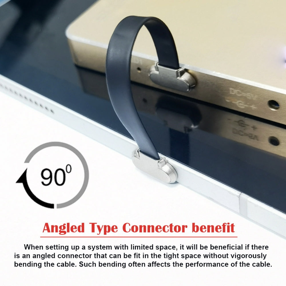 Chenyang Angled USB-C Type C to USB-C Ultra Slim Flat Power USB2.0 Data Cable 65W Fast Charge for Laptop Tablet Phone UC-170-0.07M