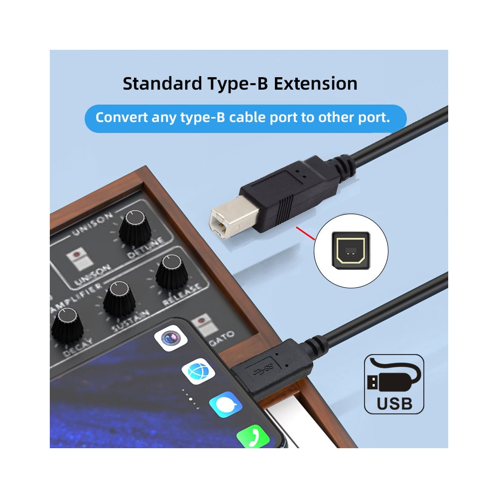 Chenyang USB-C USB 3.1 Type C Male to USB 2.0 B Type Male Data Cable for Phone Mac Laptop MIDI Printer Scanner UC-005