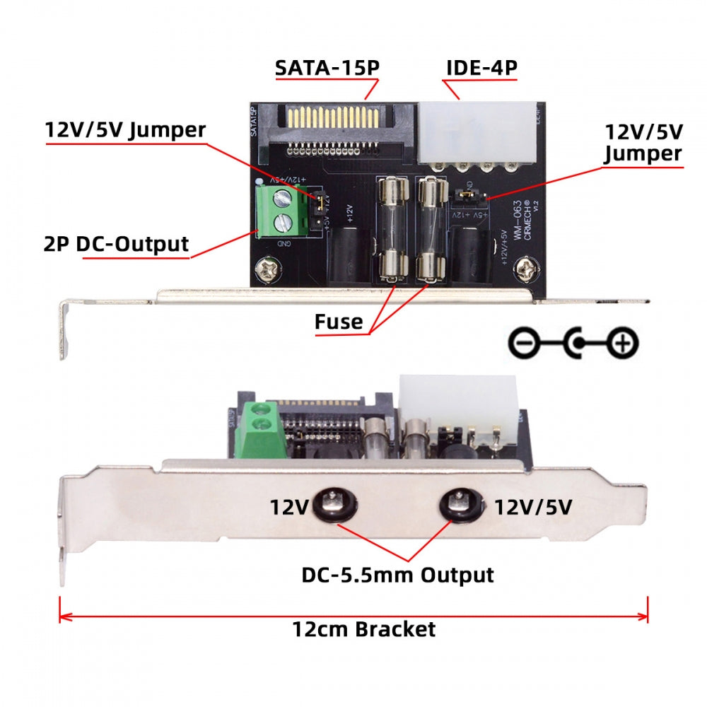 Chenyang DC 12V 5V Output Power System Intelligent Control Management System Power Card with PCI-E Bracket for Monitor Router PW-030