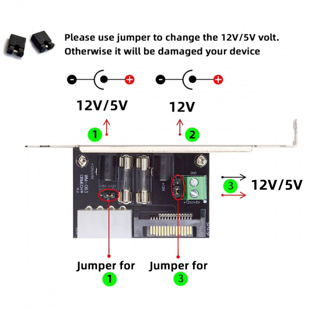 Chenyang DC 12V 5V Output Power System Intelligent Control Management System Power Card with PCI-E Bracket for Monitor Router PW-030