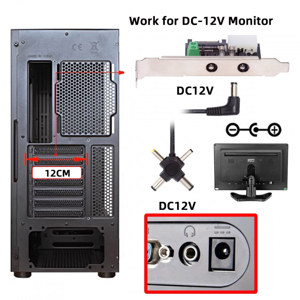 Chenyang DC 12V 5V Output Power System Intelligent Control Management System Power Card with PCI-E Bracket for Monitor Router PW-030