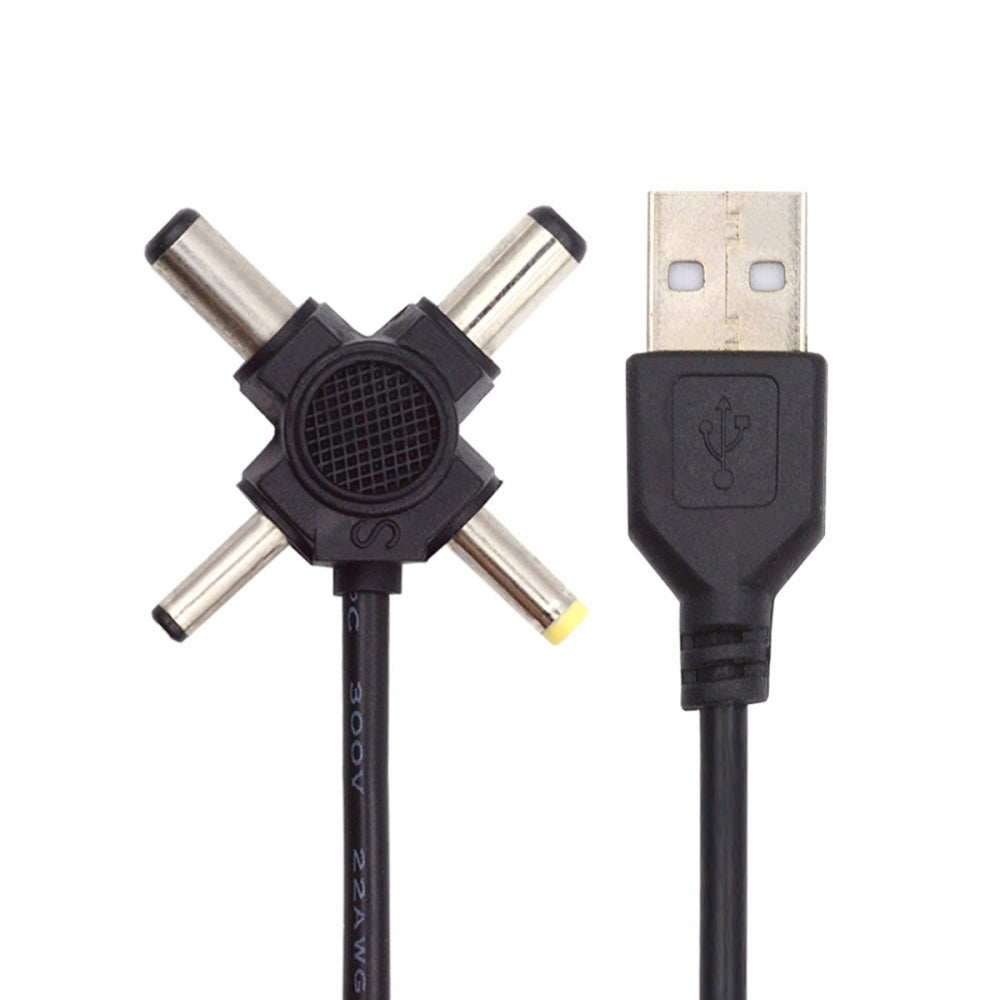 Chenyang USB 2.0 Type-A Male to 4-in-1 DC 5V 5.5x2.5mm 5.5x2.1mm 4.0x1.7mm 3.5x1.3mm Power Plug Barrel Connector Charge Cable PW-010-AM