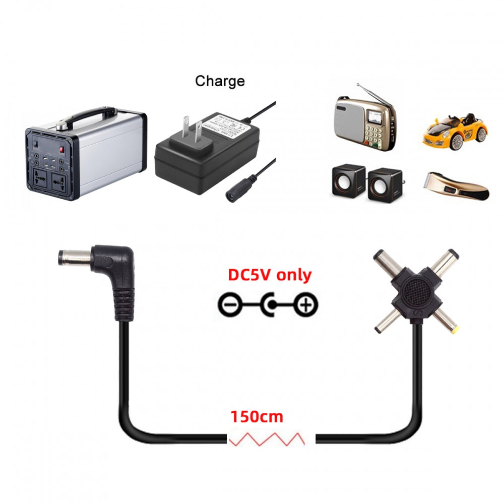 Chenyang DC 5.5mm Plug to 4-in-1 DC 5V 5.5x2.5mm 5.5x2.1mm 4.0x1.7mm 3.5x1.3mm Power Plug Barrel Connector Charge Cable PW-010-DC