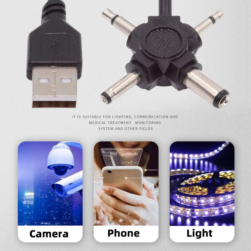 Chenyang USB 2.0 Type-A Male to 4-in-1 DC 5V 5.5x2.1mm 4.0x1.7mm Mono 3.5mm 2.5mm Power Plug Barrel Connector Charge Cable PW-010-MO