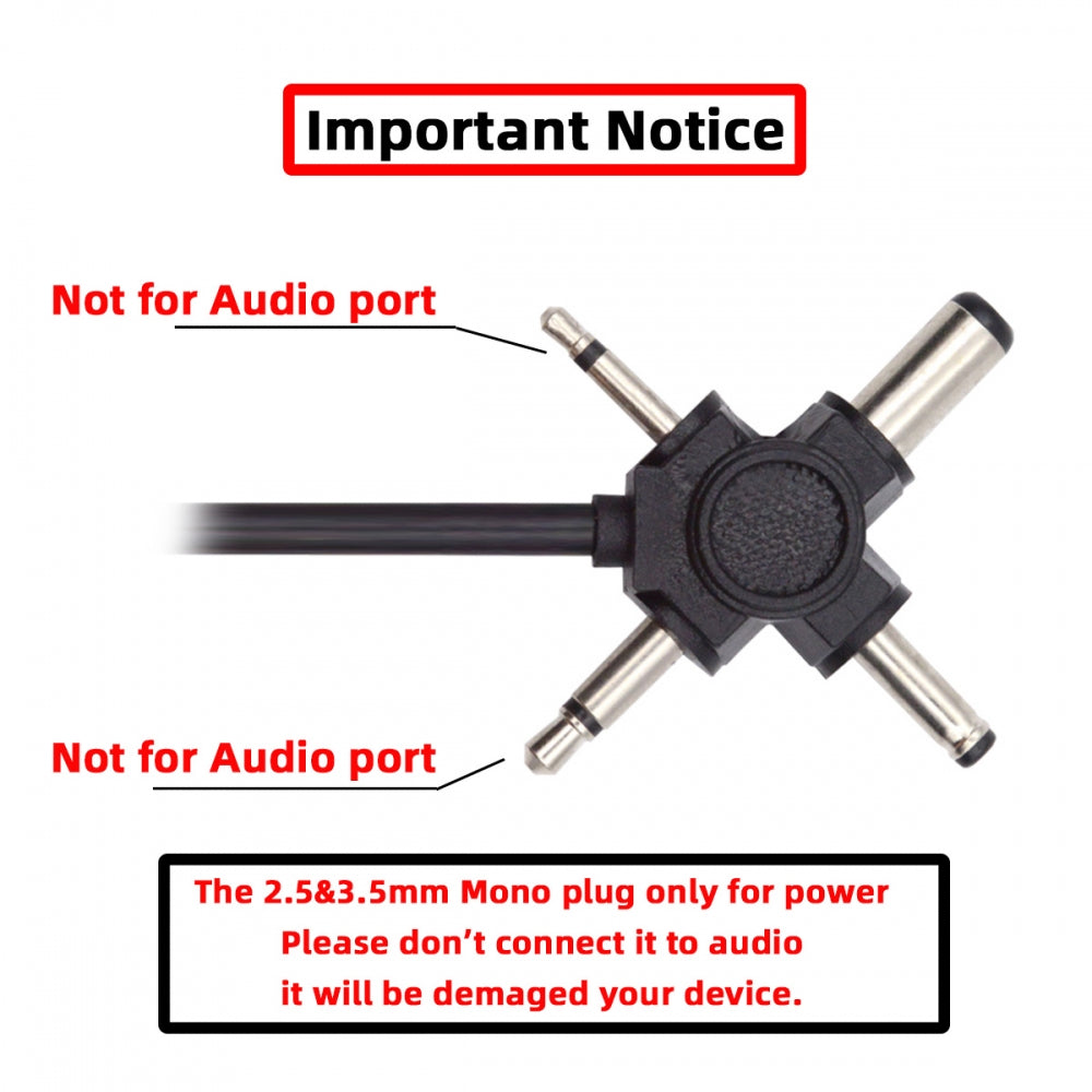 Chenyang USB 2.0 Type-A Male to 4-in-1 DC 5V 5.5x2.1mm 4.0x1.7mm Mono 3.5mm 2.5mm Power Plug Barrel Connector Charge Cable PW-010-MO