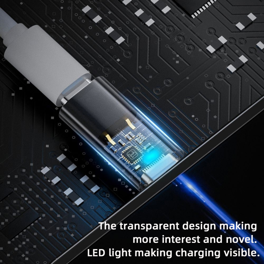 Chenyang Transparent LED USB-C Type C Male to 8P Female 35W Power 480Mbps Data Adapter Compatible with iPhone15 & Android & Tablet U2-058-LT022