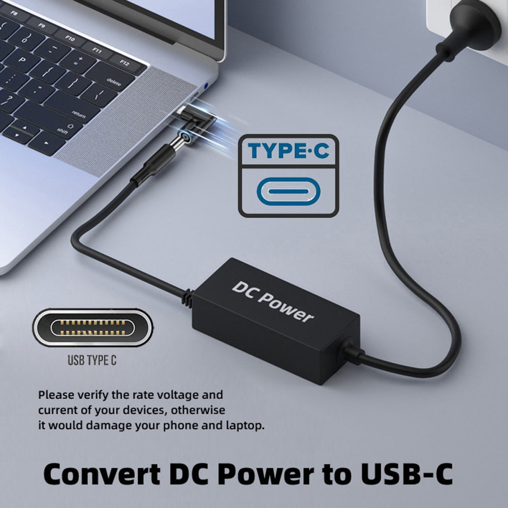 Chenyang 140W 100W DC Jack 4.5x3.0mm Input to USB-C Type-C Angled 90 Degree Power Plug Charge Adapter for Laptop Phone UC-066-4530MM