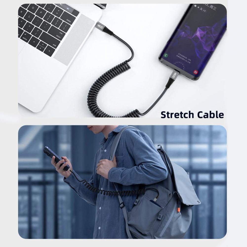 Chenyang Stretch Coiled USB-C USB4 Cable 20Gbps 100W 8K for Laptop Keyboard Tablet Type-C Male to Female Extension Cable Power & Data UC-164-CF-1.8M