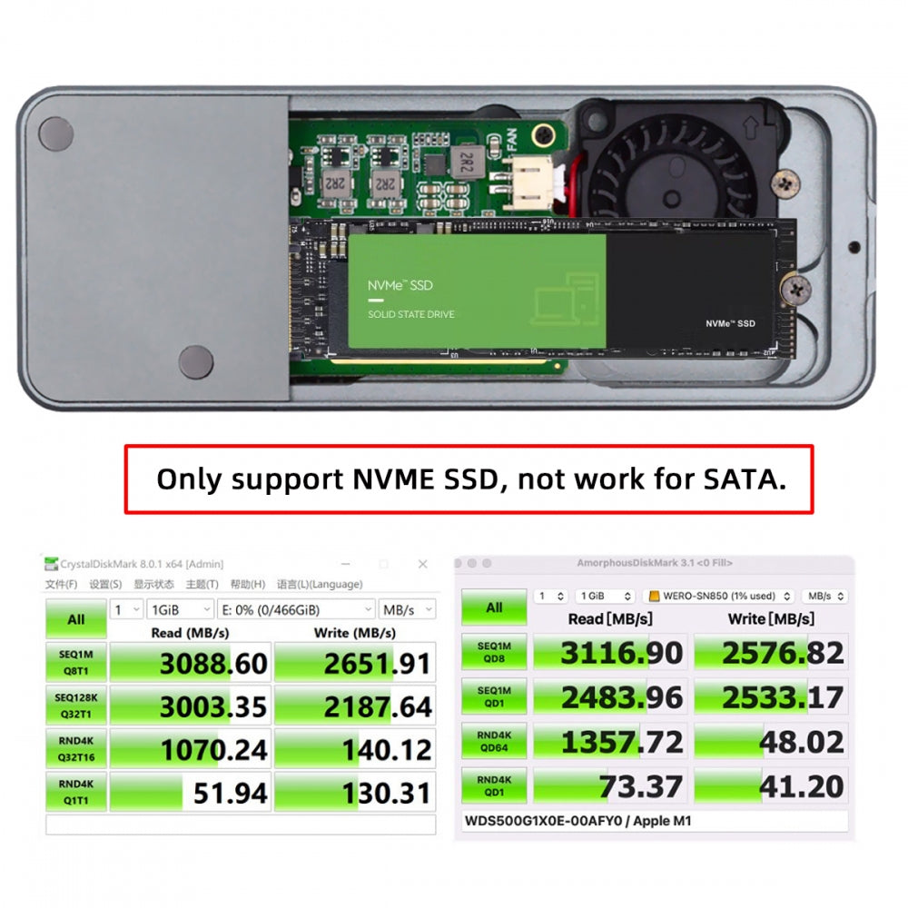 Chenyang Type-C USB4 40Gbps to PCI-E 4.0 X4 SSD NVME NGFF M-Key Enclosure USB-C 20Gbps ASM2464 Chipset UC-116-SL