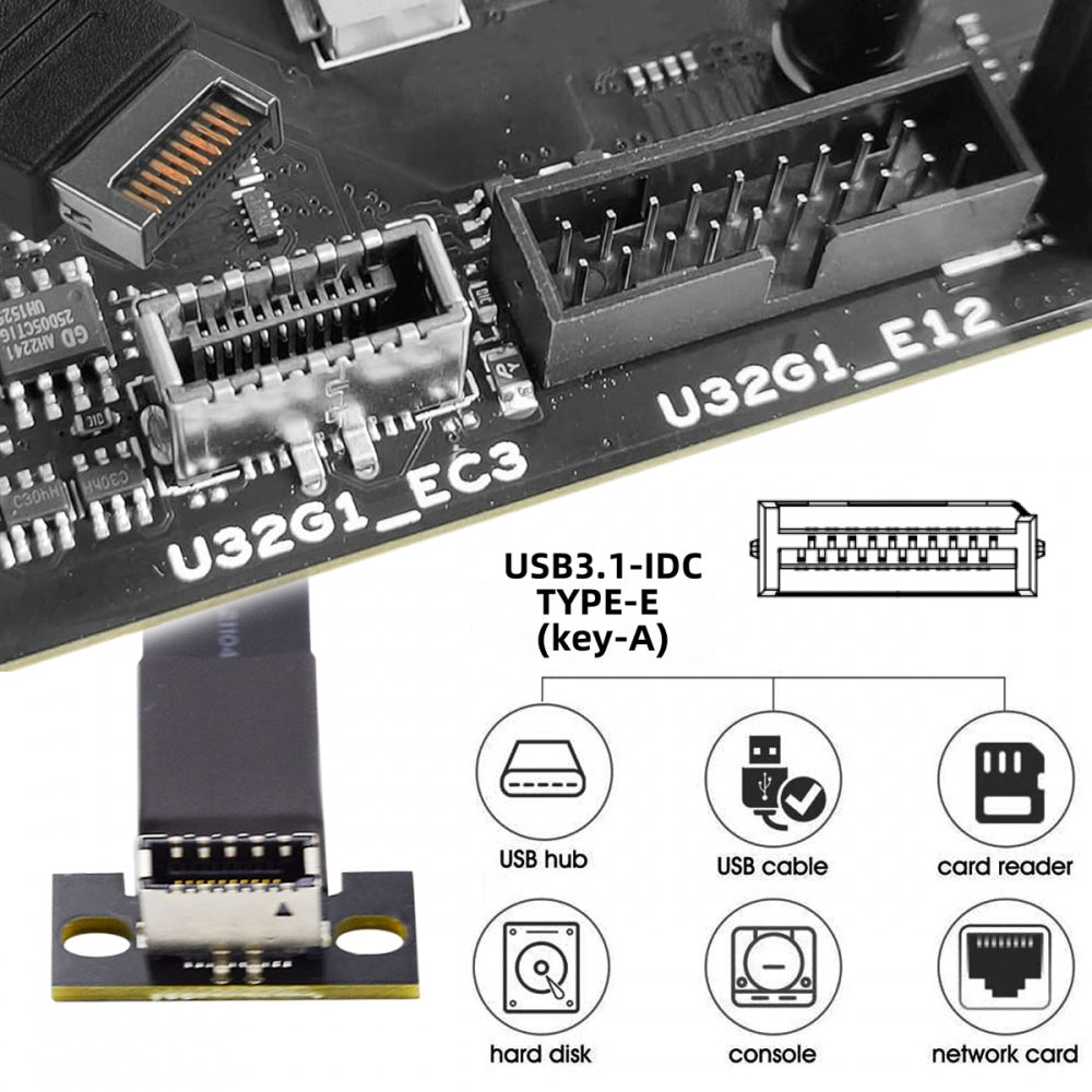 Chenyang USB 3.1 Front Panel Header Male to Female Type-E IDC 20Pin Motherboard Extension Data Cable 50cm UC-024