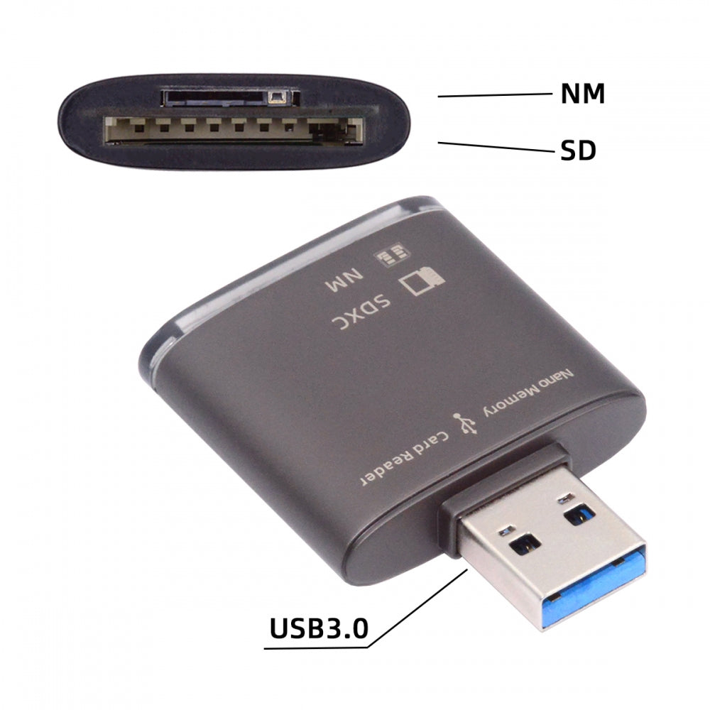 Chenyang USB 3.0 to NM Nano Memory Card & SD Card Reader Writerfor Mate Seial Phone & Camera & Laptop U3-061