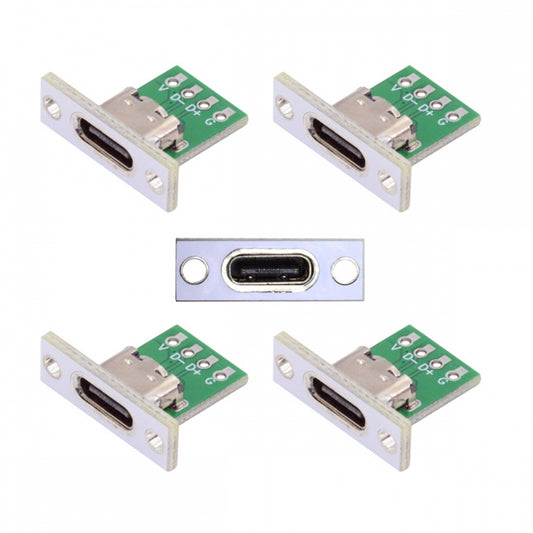 Chenyang 5pcs/set DIY OEM Type C Female Socket Connector Panel Mount Type with PC Board 24pin USB 2.0 Pinout CN-014-CF