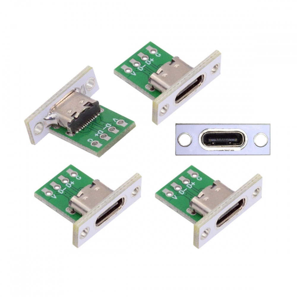 Chenyang 5pcs/set DIY OEM Type C Female Socket Connector Panel Mount Type with PC Board 24pin USB 2.0 Pinout CN-014-CF