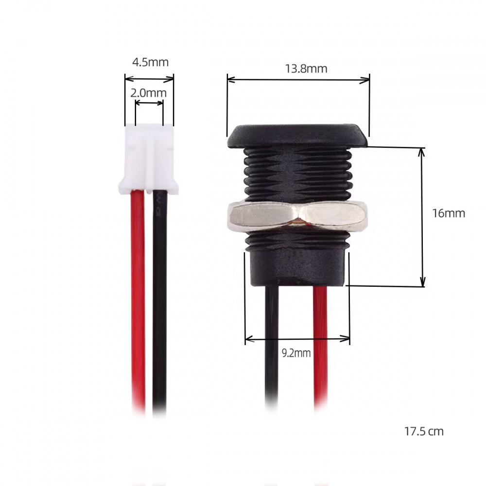 Chenyang 5pcs/set DIY OEM Type C Female Socket to 2Pin Header Cable Pitch=2.0mm Panel Mount Type DC 5V Power CN-015-2P