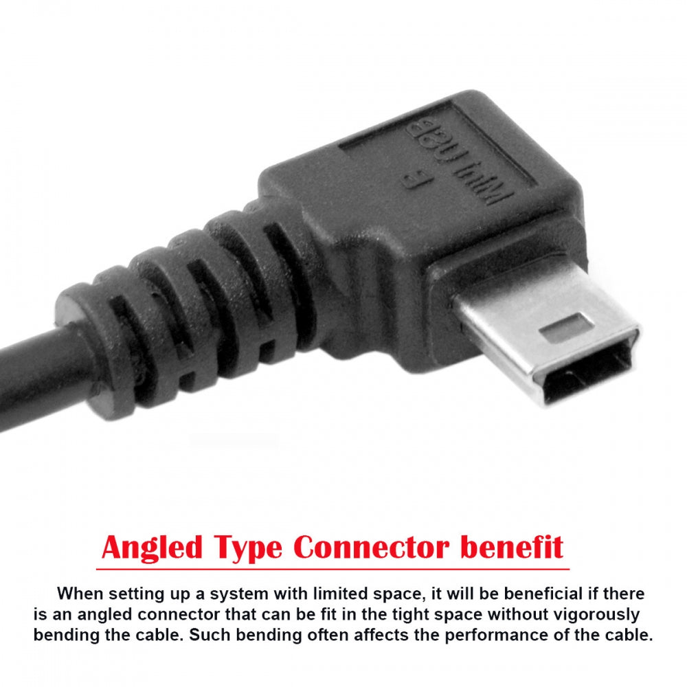 Chenyang Mini USB B Type 5pin Male Right Angled 90 Degree to USB 2.0 Male Data Cable with Ferrite U2-057-RI-3.0M/U2-057-RI-5.0M