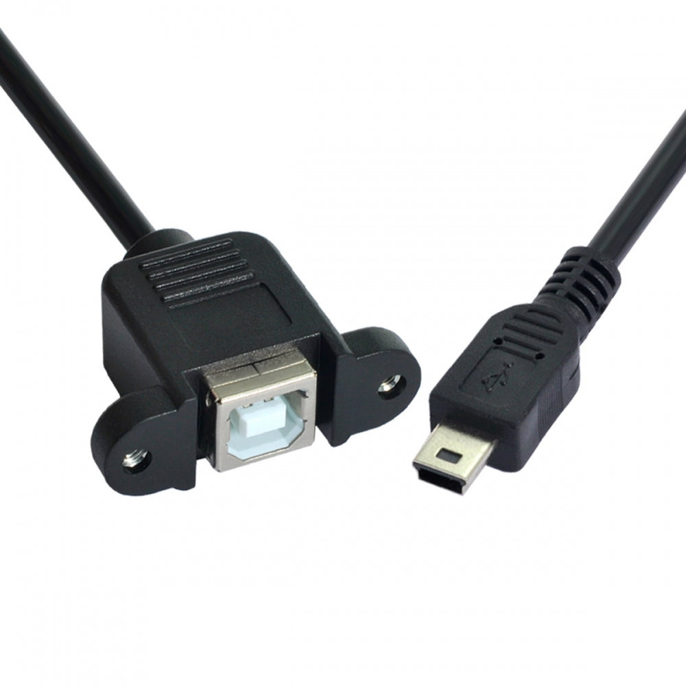 Chenyang Mini USB B Type 5pin Male to USB 2.0 B Type Female Data Cable Panel Mount Type U2-059-BK