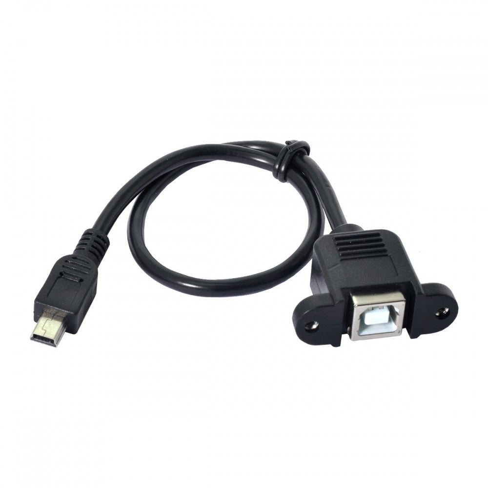 Chenyang Mini USB B Type 5pin Male to USB 2.0 B Type Female Data Cable Panel Mount Type U2-059-BK