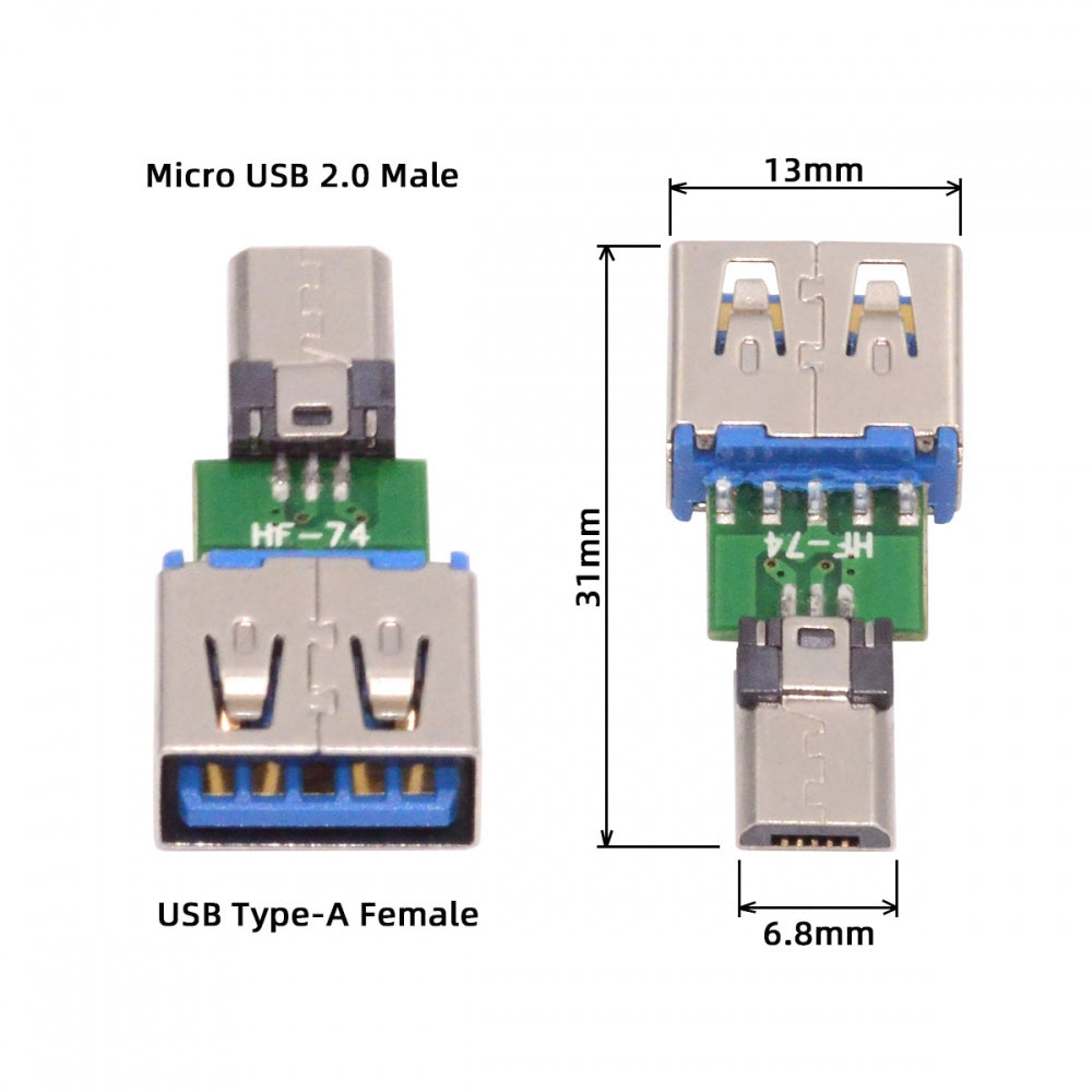 Chenyang 5pcs/lot Micro USB 2.0 5Pin Male Connector to USB Type-A Female OTG Data PCBA Adapter for Tablet Phone CN-016-AF