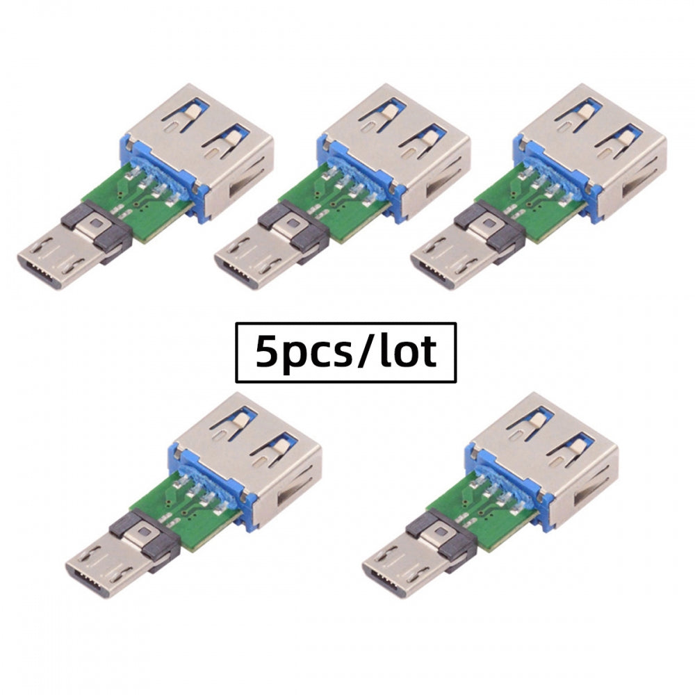 Chenyang 5pcs/lot Micro USB 2.0 5Pin Male Connector to USB Type-A Female OTG Data PCBA Adapter for Tablet Phone CN-016-AF