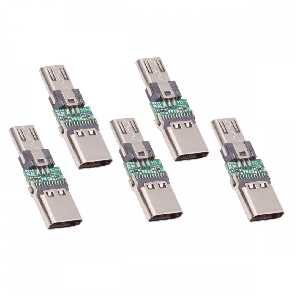 Chenyang 5pcs/lot Micro USB 2.0 5Pin Male Connector to USB Type-C Female Power Data PCBA Adapter for Tablet Phone Laptop CN-016-CF