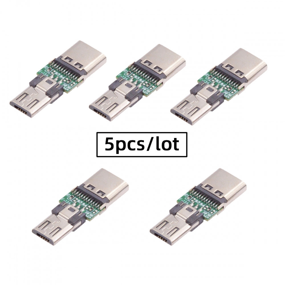 Chenyang 5pcs/lot Micro USB 2.0 5Pin Male Connector to USB Type-C Female Power Data PCBA Adapter for Tablet Phone Laptop CN-016-CF