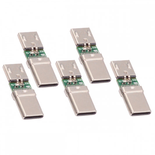 Chenyang 5pcs/lot Micro USB 2.0 5Pin Female Connector to USB Type-C Male Power Data PCBA Adapter for Tablet Phone Laptop CN-016-CM