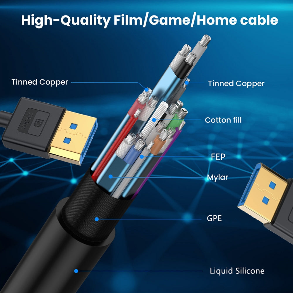 Chenyang Ultrafine Left Angled DisplayPort 1.4 DP to DP Cable 8K 60hz Cable Ultra-HD UHD 4K 144hz 90 Degree for Desktop Laptop Monitor 100cm DP-011-LE