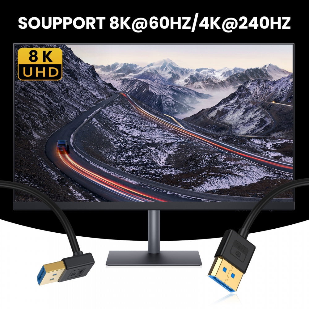 Chenyang Ultrafine Down Angled DisplayPort 1.4 DP to DP Cable 8K 60hz Cable Ultra-HD UHD 4K 144hz 90 Degree for Desktop Laptop Monitor 100cm DP-011-DN