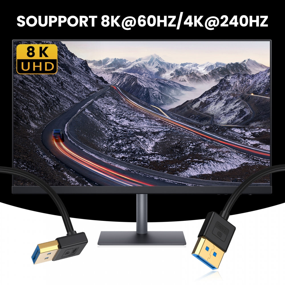 Chenyang Ultrafine Up Angled DisplayPort 1.4 DP to DP Cable 8K 60hz Cable Ultra-HD UHD 4K 144hz 90 Degree for Desktop Laptop Monitor 100cm DP-011-UP