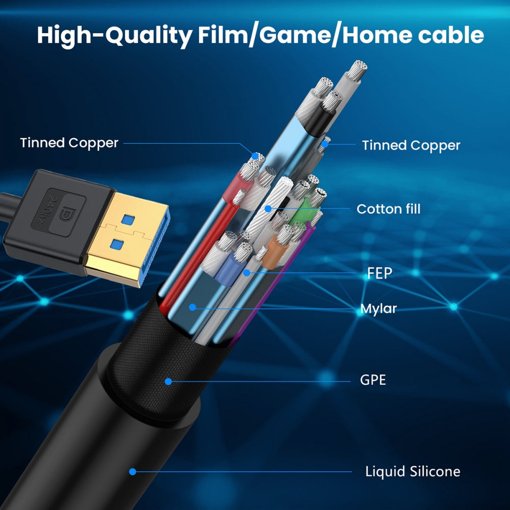 Chenyang Ultrafine DisplayPort 1.4 DP to DP Cable 8K 60hz Cable Ultra-HD UHD 4K 144hz for Desktop Laptop Monitor Graphics Card 100cm DP-011-BK