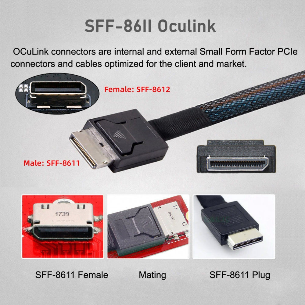 Chenyang SFF-8611 Oculink Female SFF-8612 to U.2 U.3 SFF-8639 NVME PCIe PCI-Express SSD Adapter for Mainboard SF-084-8612