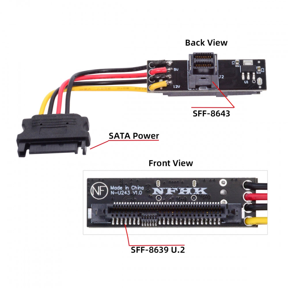 Chenyang SFF-8643 PCI-E 4.0 Female to U.2 SFF-8639 U.3 NVME PCIe PCI-Express SSD Adapter for Mainboard SF-084-8643