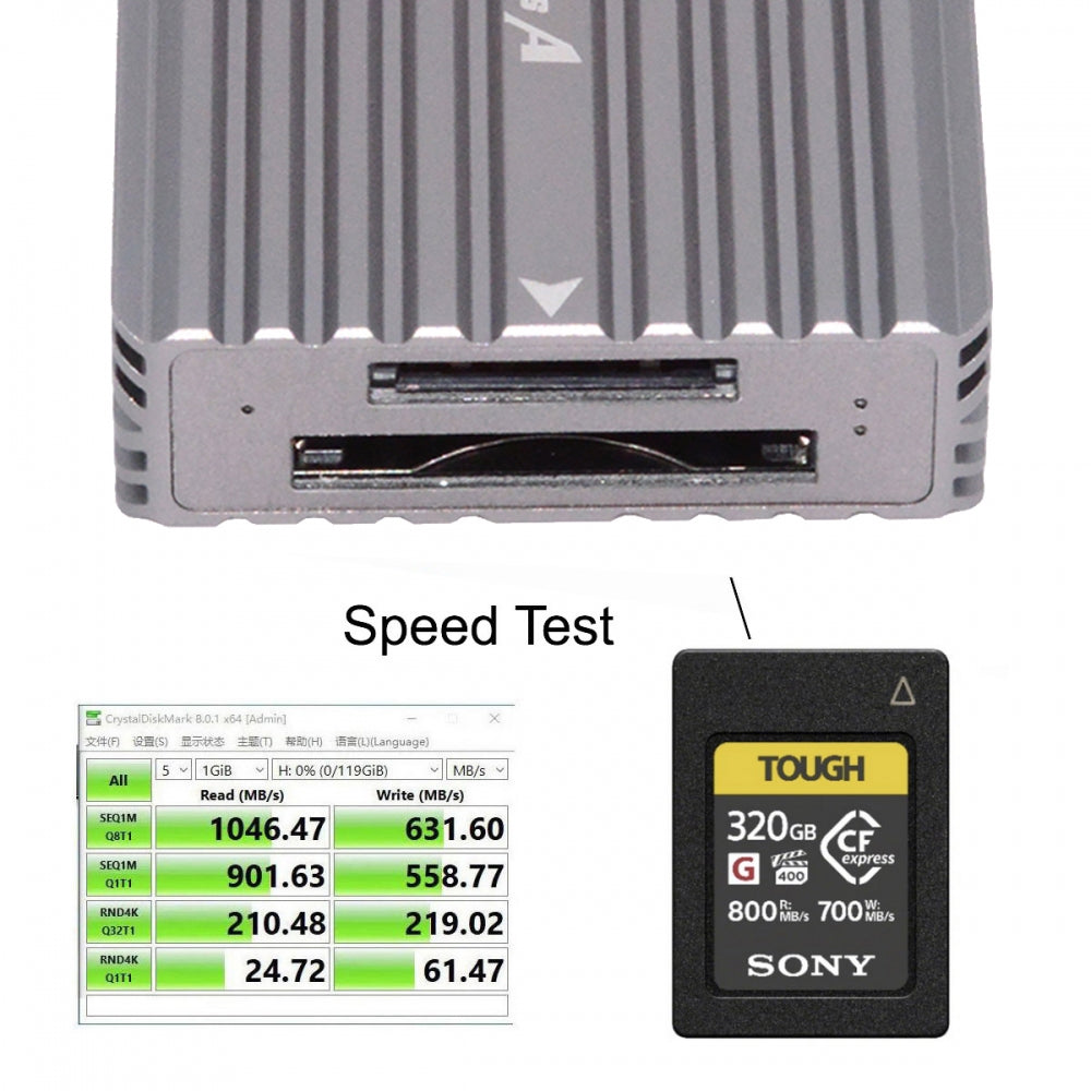 Chenyang USB3.1 Type-C USB3.0 Type-A to CF Express Extension Card Reader CFE Type-A & Type-B CFA R5 Z6 Z7 CFB Memory Card UC-152-CFX